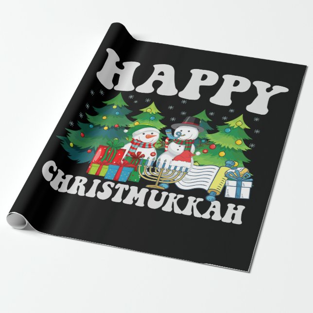 Lycklig Chrismukah Funny Hanukkah-julgåva Presentpapper (Utrullad)