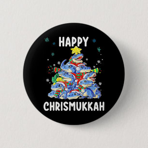 Lycklig Chrismukah Funny Hanukkah Juljudisk jude i Knapp