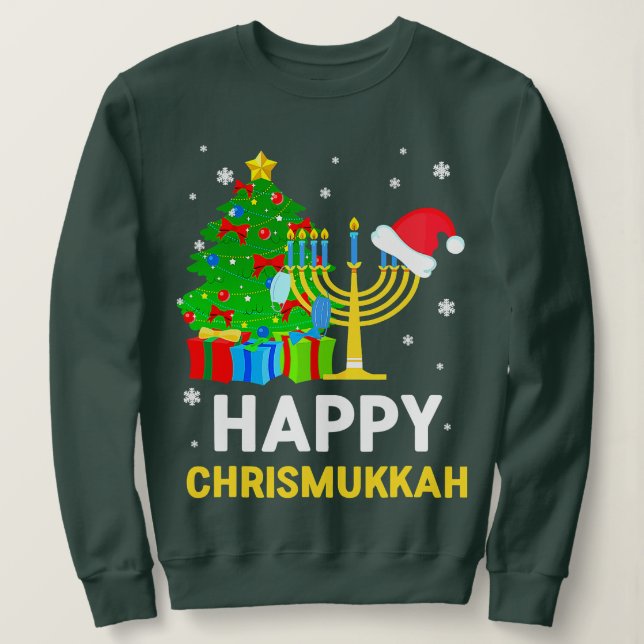 Lycklig Chrismukah Funny Hanukkah och jul 2002 T Shirt (Design framsida)