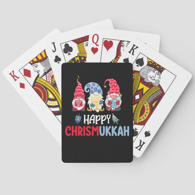 Lycklig Chrismukah Gnomes Hanukkah God jul Casinokort (Baksidan)
