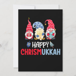 Lycklig Chrismukah Gnomes Hanukkah God jul Inbjudningar