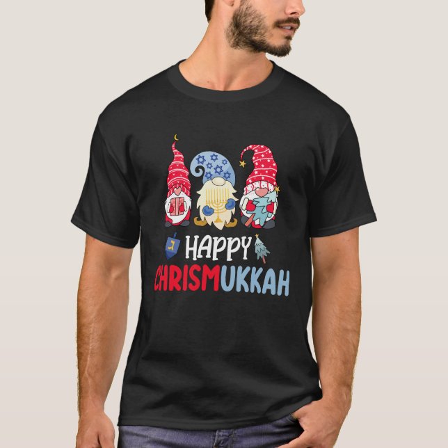 Lycklig Chrismukah Gnomes Hanukkah God jul T Shirt (Framsida)