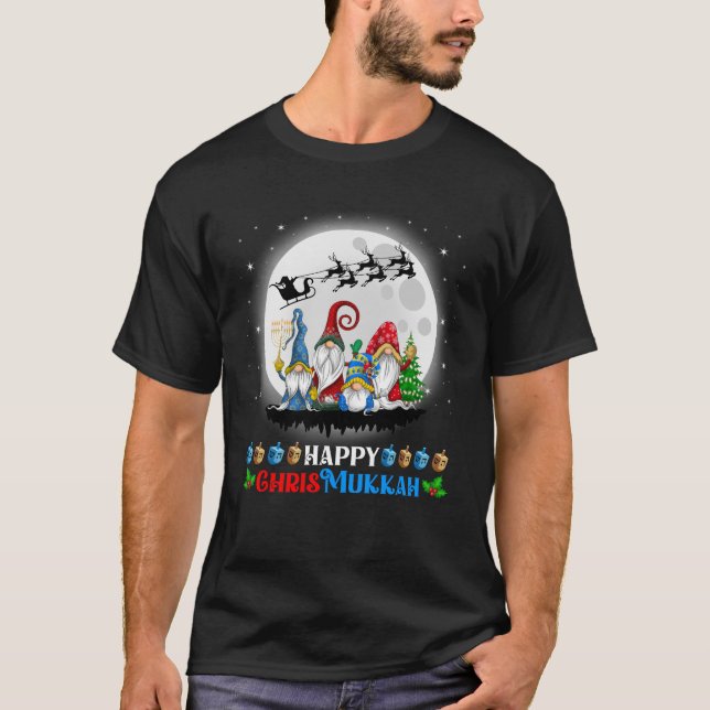 Lycklig Chrismukah Gnomes jul Hanukkah T Shirt (Framsida)