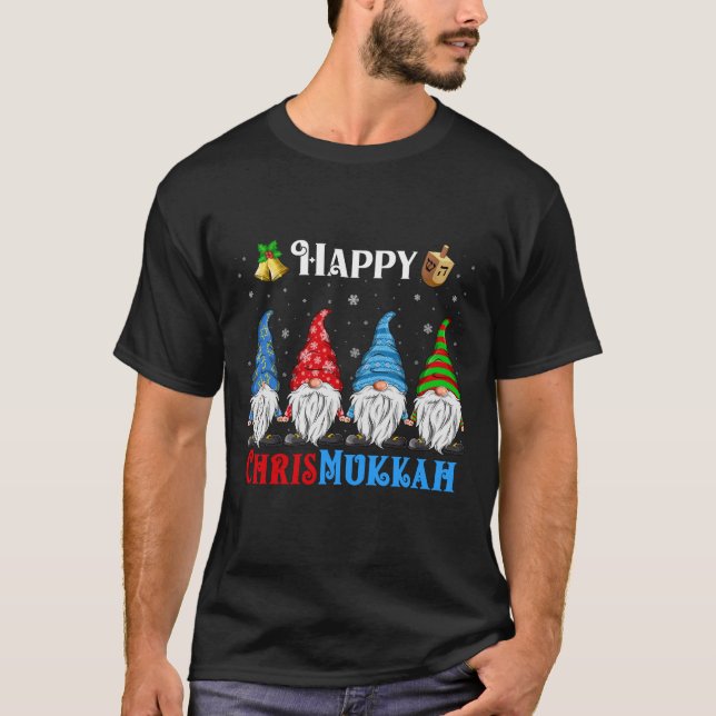 Lycklig Chrismukah Gnomes jul Hanukkah T Shirt (Framsida)