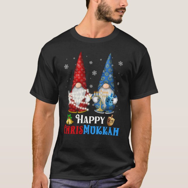 Lycklig Chrismukah Gnomes jul Hanukkah T Shirt (Framsida)