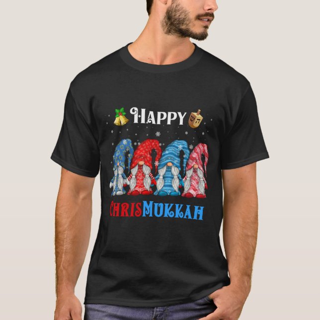 Lycklig Chrismukah Gnomes jul Hanukkah T Shirt (Framsida)