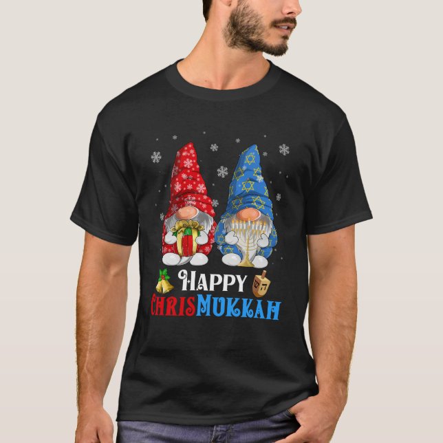 Lycklig Chrismukah Gnomes jul Hanukkah T Shirt (Framsida)