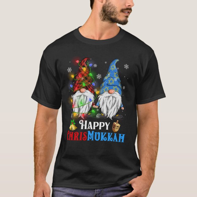 Lycklig Chrismukah Gnomes jul Hanukkah T Shirt (Framsida)