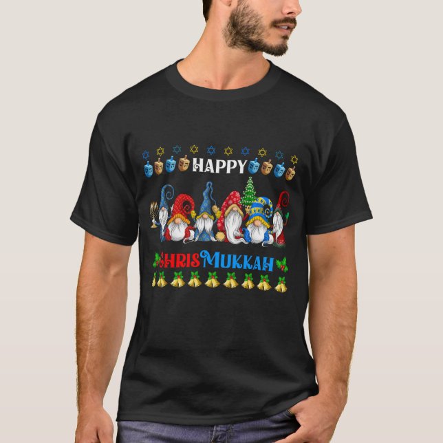 Lycklig Chrismukah Gnomes jul Hanukkah T Shirt (Framsida)