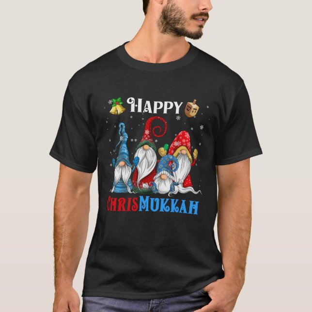 Lycklig Chrismukah Gnomes jul Hanukkah T Shirt (Framsida)