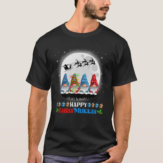 Lycklig Chrismukah Gnomes jul Hanukkah T Shirt (Framsida)