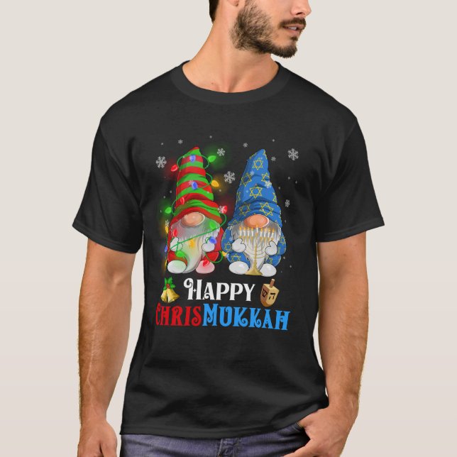 Lycklig Chrismukah Gnomes jul Hanukkah T Shirt (Framsida)