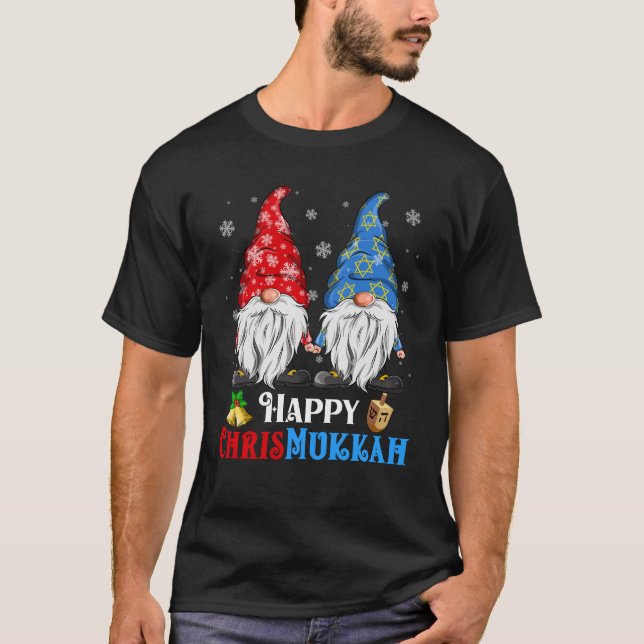 Lycklig Chrismukah Gnomes jul Hanukkah T Shirt (Framsida)