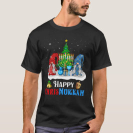 Lycklig Chrismukah Gnomes jul och Hanukkah T Shirt