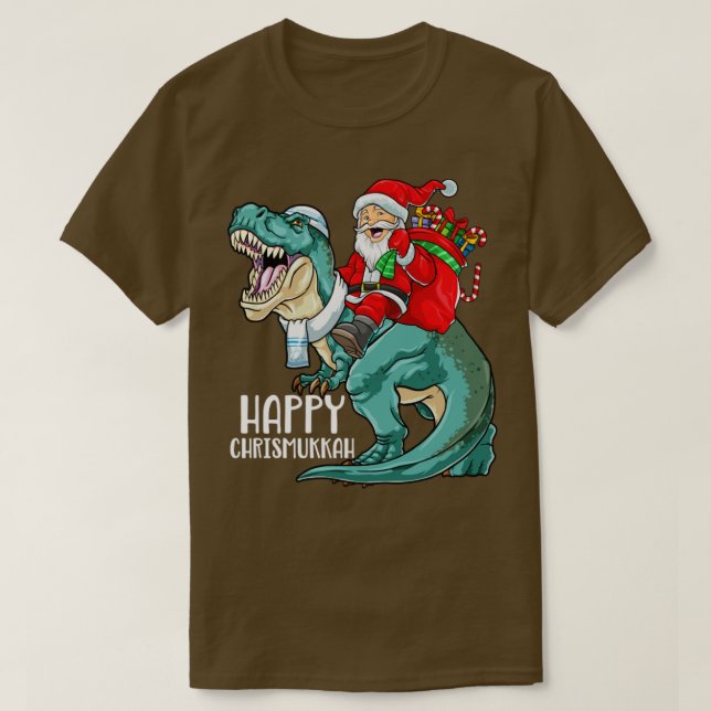 Lycklig Chrismukah Hanukkah jul T Rex Dinosau T Shirt (Design framsida)