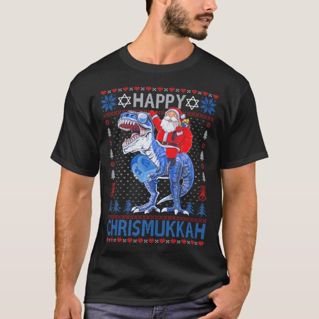 Lycklig Chrismukah Hanukkah jultomten T Shirt (Framsida)