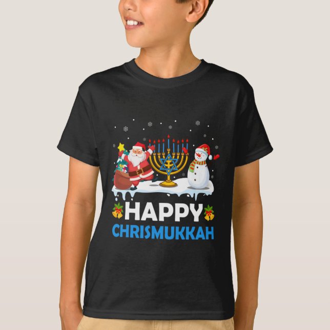 Lycklig Chrismukah Hanukkah Roligt God jul Jew T Shirt (Framsida)