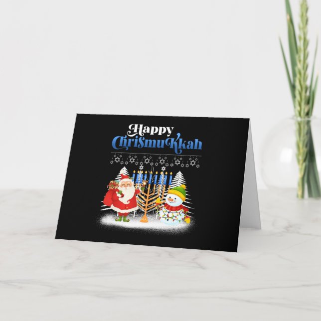 Lycklig Chrismukah Jewish jul Hanukkah Kort (Framsida)