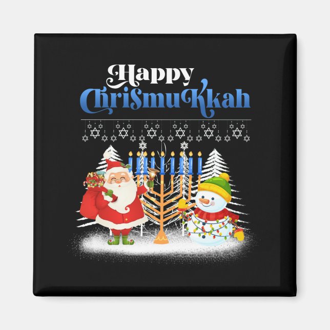 Lycklig Chrismukah Jewish jul Hanukkah Magnet (Framsidan)