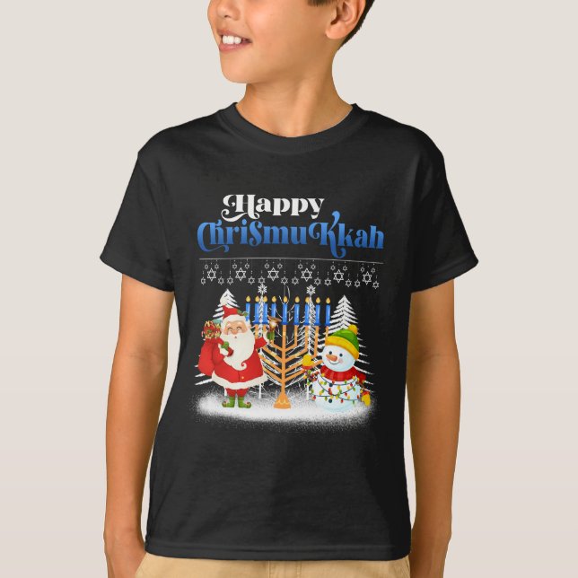 Lycklig Chrismukah Jewish jul Hanukkah T Shirt (Framsida)