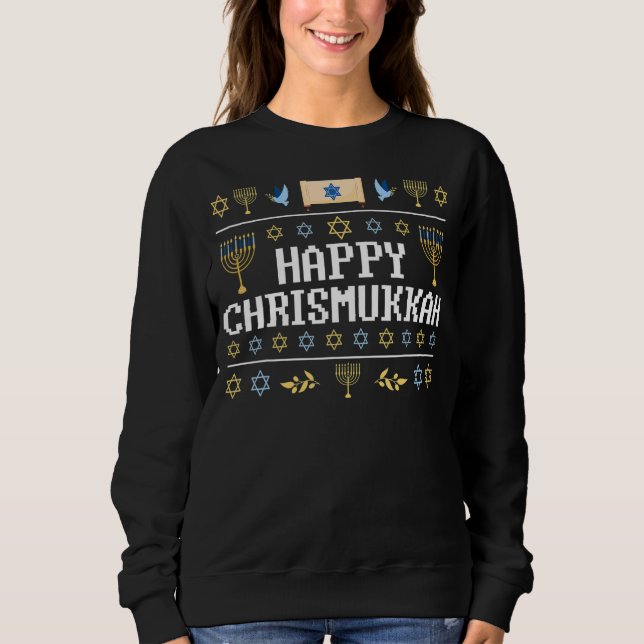 Lycklig Chrismukah judisk jul Hanukkah Chanuk T Shirt (Framsida)