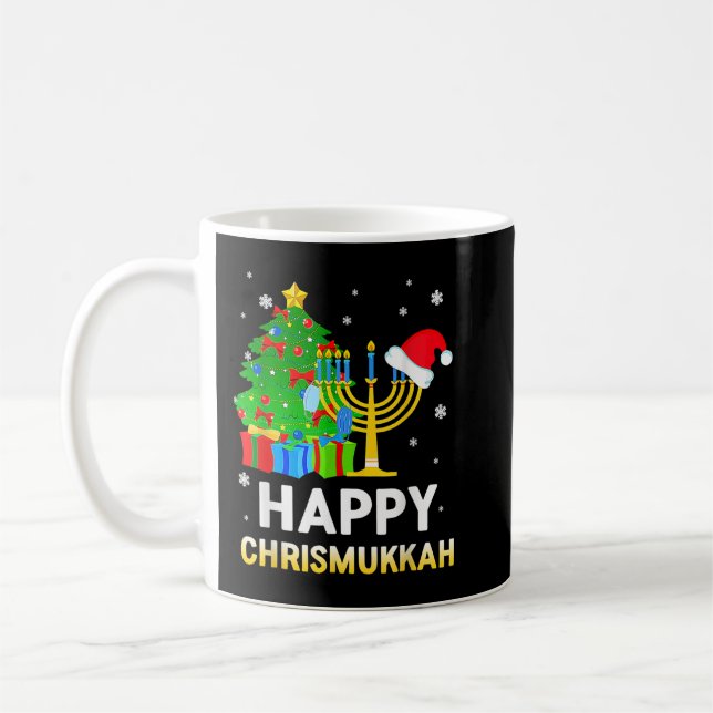 Lycklig Chrismukah judisk jul Hanukkah Holida Kaffemugg (Vänster)