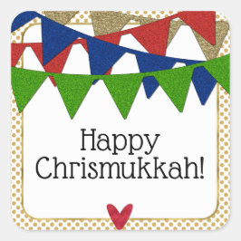 Lycklig Chrismukah jul och Hanukkah Fyrkantigt Klistermärke