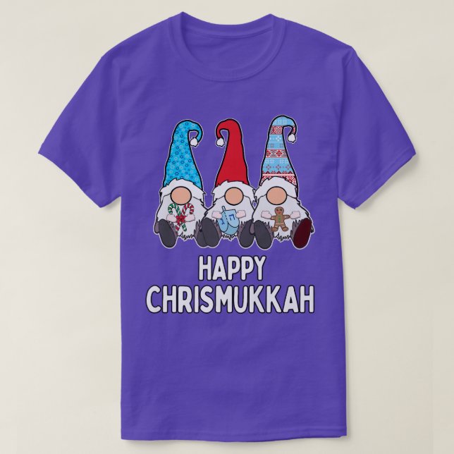 Lycklig Chrismukah jul och Hanukkah Gnomes T Shirt (Design framsida)