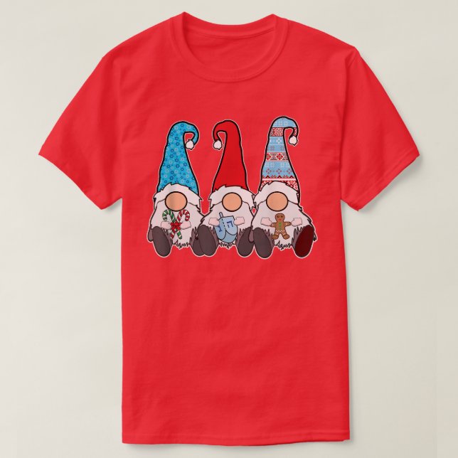 Lycklig Chrismukah jul och Hanukkah Gnomes T- T Shirt (Design framsida)