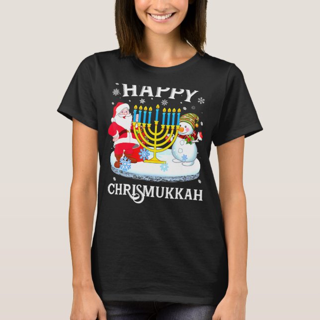 Lycklig Chrismukah Julafton Hanukkah-judenjuvelen  T Shirt (Framsida)