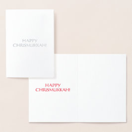 Lycklig Chrismukah red int. brev - silver / guld Folierat Kort