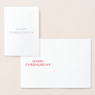 Lycklig Chrismukah red int. brev - silver / guld Folierat Kort