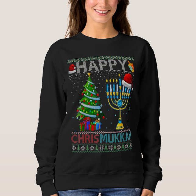 Lycklig Chrismukah Santa Hat jul Hanukkah Paj T Shirt (Framsida)