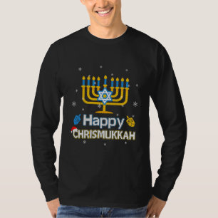 Lycklig Chrismukah Ugly Hanukkah Julsötare T Shirt