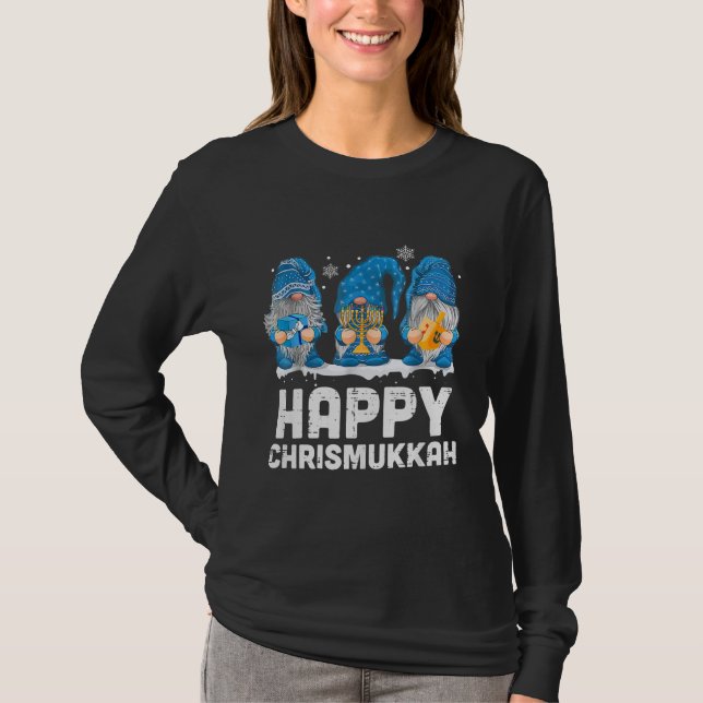 Lycklig Chrismukkah 2021 med Menorah Dreidel Gnome T Shirt (Framsida)