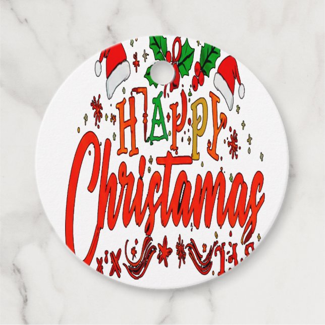 LYCKLIG CHRISTAMAS GÅVOR ETIKETTER (Framsida)