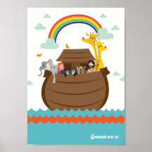 Lycklig Christian Kids Poster Bible Story Noahs Ar