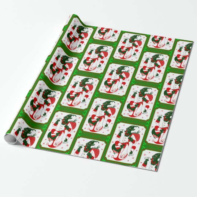 lycklig christmas krampus Tomoming papper Presentpapper (Utrullad)