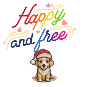 lycklig christmas Lycklig och Free Hund T-Shirt