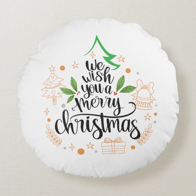 lycklig christmas rund kudde (Framsidan)