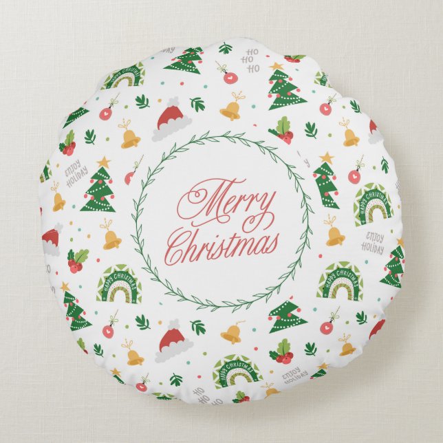 Lycklig christmas Santa Square Pillow Rund Kudde (Baksidan)
