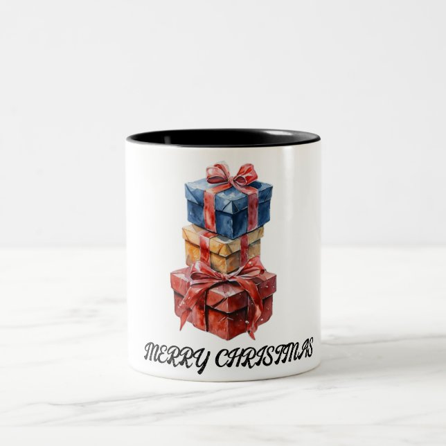 Lycklig christmas Two-Tone Coffee Mugg (Center)