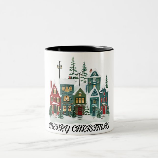 Lycklig christmas Two-Tone Coffee Mugg (Center)