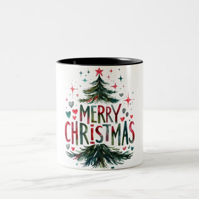 Lycklig christmas Two-Tone Coffee Mugg (Center)