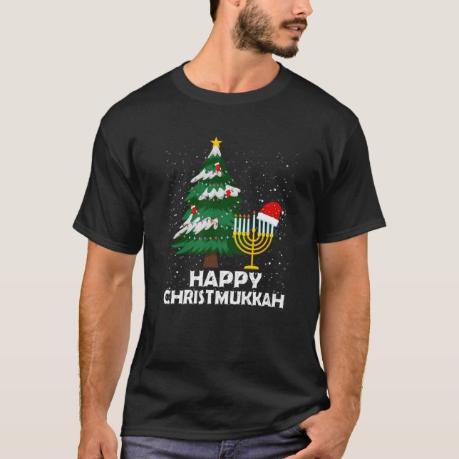 Lycklig Christmukah Hanukkah Chanukah Jewish Merry T Shirt (Framsida)