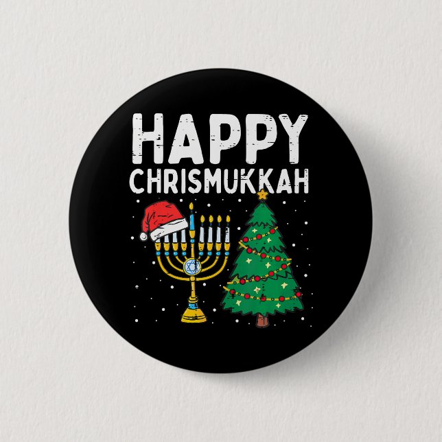 Lycklig Christmukah Jewish Jew jul Hanukkah Knapp (Framsida)