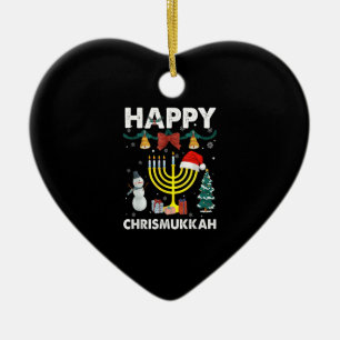 Lycklig Christmukah Jewish jul Hanukkah Chanu Julgransprydnad Keramik