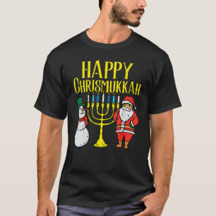 Lycklig Christmukah jul Hanukkah Pajamas Chan T Shirt