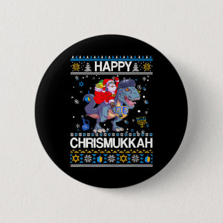 Lycklig Christmukah Santa Riding Dinasour Lycklig Knapp