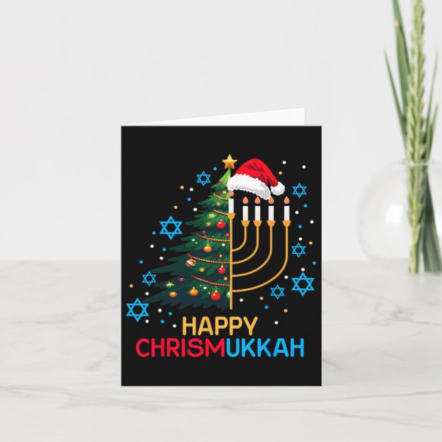 Lycklig Christmukkah God jul Hanukkah Jewish Kort (Framsida)